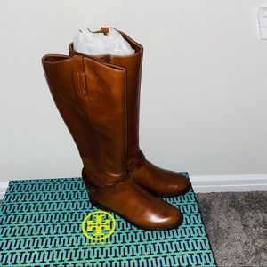 Never worn in box 
Tory Burch 
Colton Riding Boot Galleon Leather